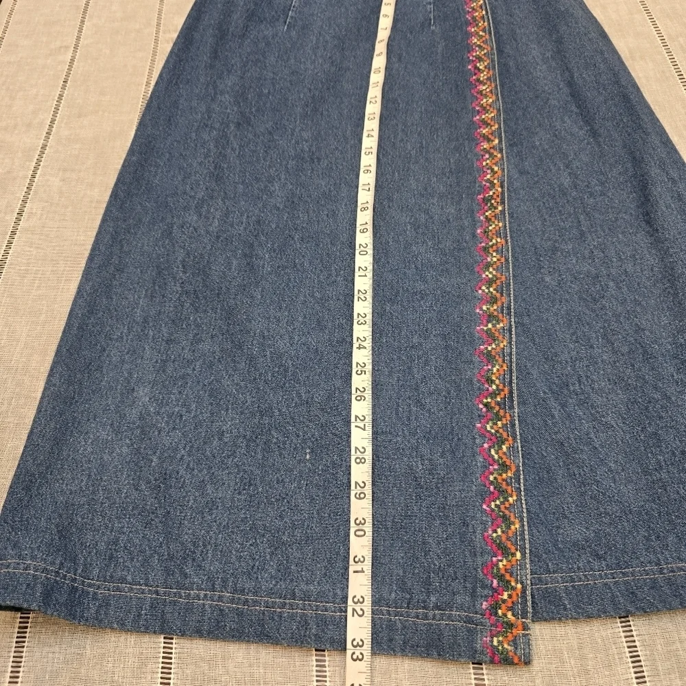 Rhythm Blue Women’s Embroidered Floral Denim Jacket Sz LgSkirt Maxi Set Size Med